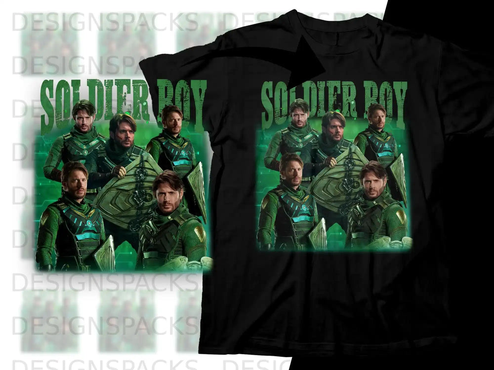 The Boys Soldier Boy and supes in green uniforms.