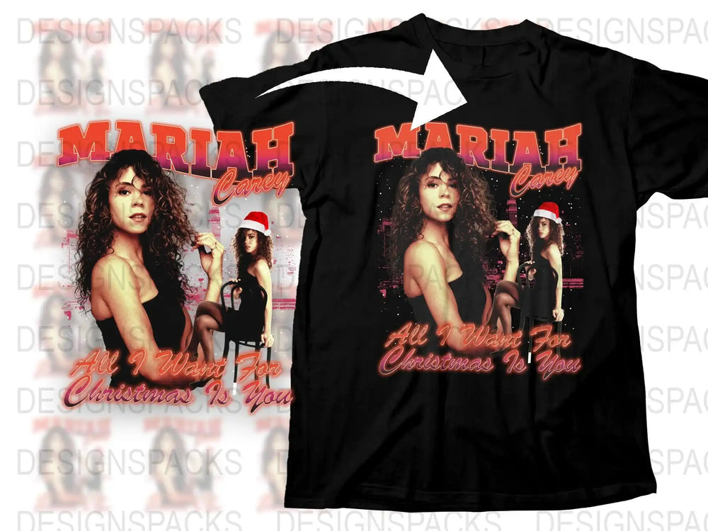 Mariah Carey Christmas T-Shirt, All I Want For Christmas Is You Song Lyric Tee, Festive Holiday Apparel, Gift for Music Fans