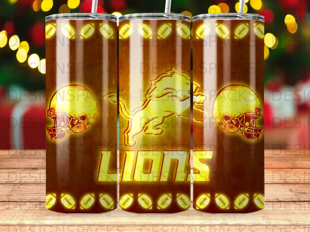 Detroit Lions logo and helmets on a seamless patterned background.