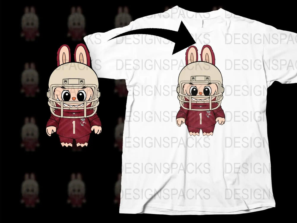 Cute Football Rabbit Graphic T-Shirt, Kids Sports Cartoon Tee, Unisex White Casual Shirt