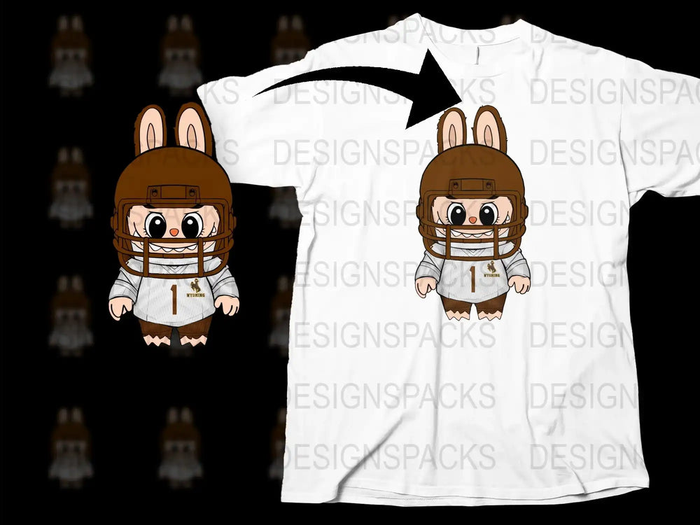 Cute Cartoon Rabbit Football Player T-Shirt, Kids Sports Graphic Tee, Unisex White Casual Shirt