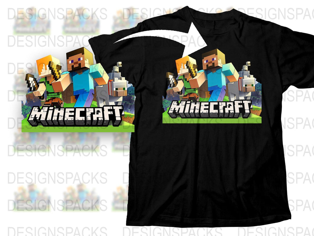 Minecraft Themed T-Shirt for Kids, Fun Gaming Graphic Tee, Boys and Girls Casual Top
