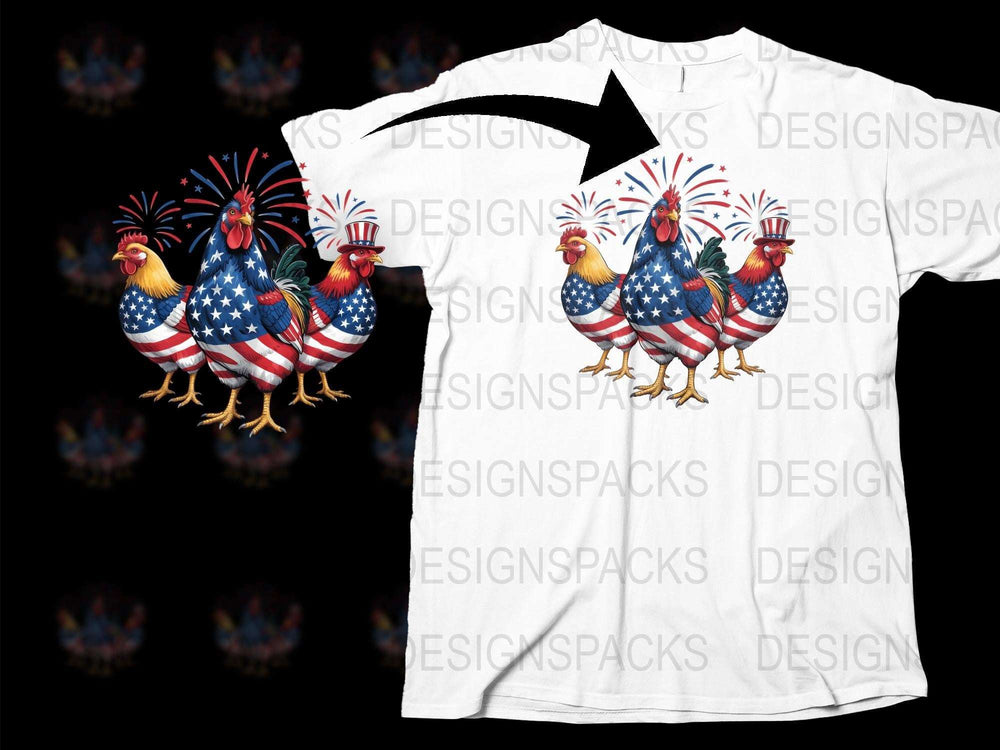 Patriotic Rooster T-Shirt, American Flag Design, 4th of July Clothing, Unique USA Themed Tee