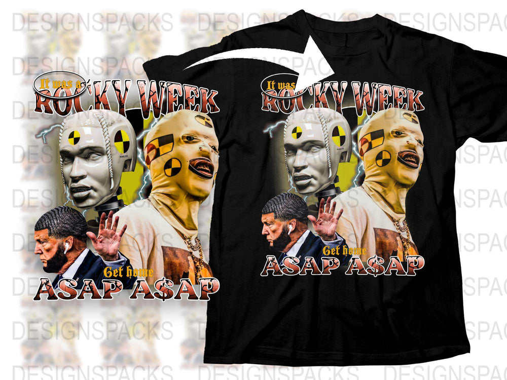 Rocky Week ASAP Humor T-Shirt, Funny Quote Graphic Tee, Movie Parody Shirt, Unique Men's Fashion, Gift Idea