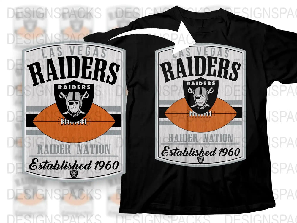 Las Vegas Raiders T-Shirt, Raider Nation Football Fan Gear, Established 1960, Sports Apparel
