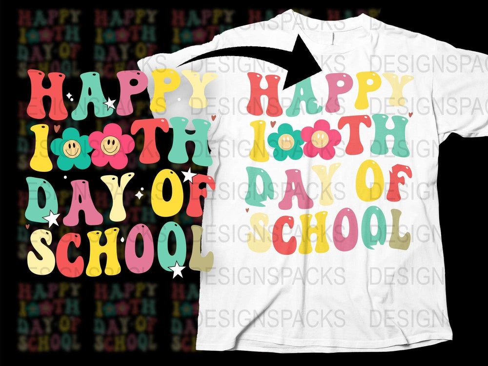 Colorful Happy 100th Day of School T-Shirt, Fun Celebration Tee for Teachers and Students