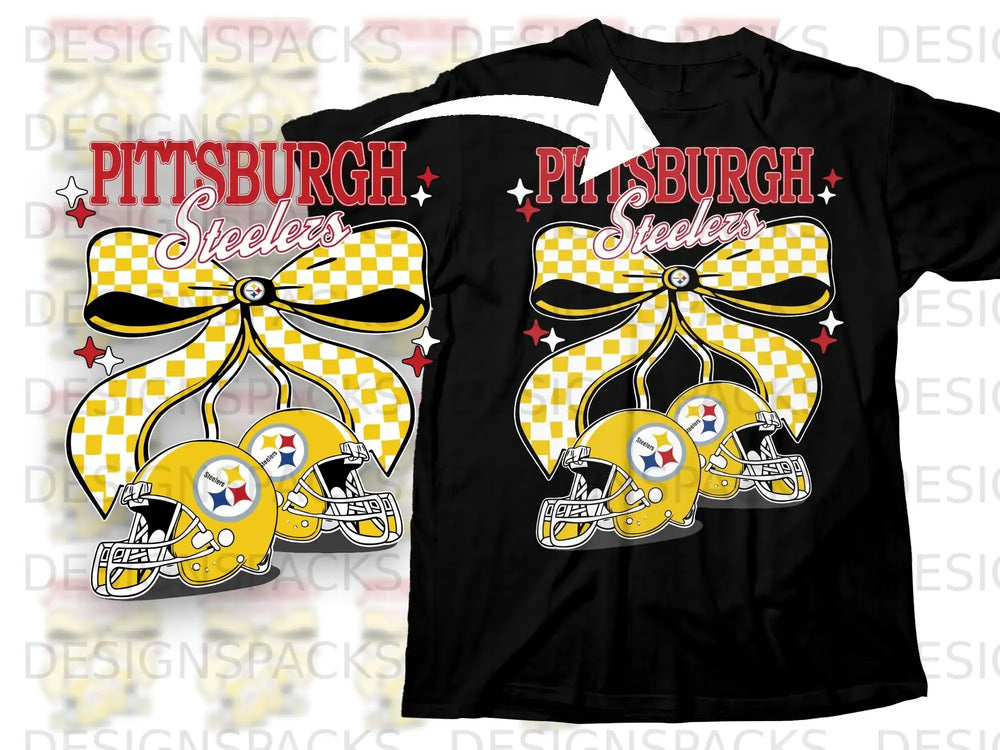 Pittsburgh Steelers Bow and Helmets Graphic T-Shirt