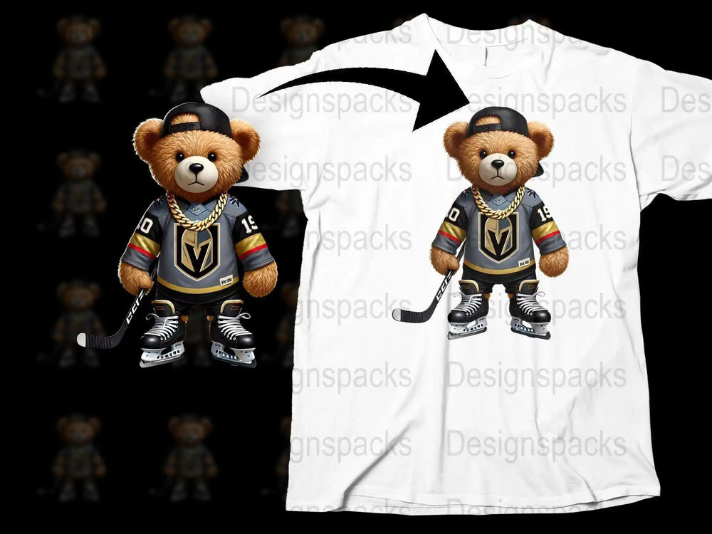Cute Hockey Teddy Bear T-Shirt, Kids Sports Tee, Gift for Children, Playful Bear Design, Youth Athletic Apparel