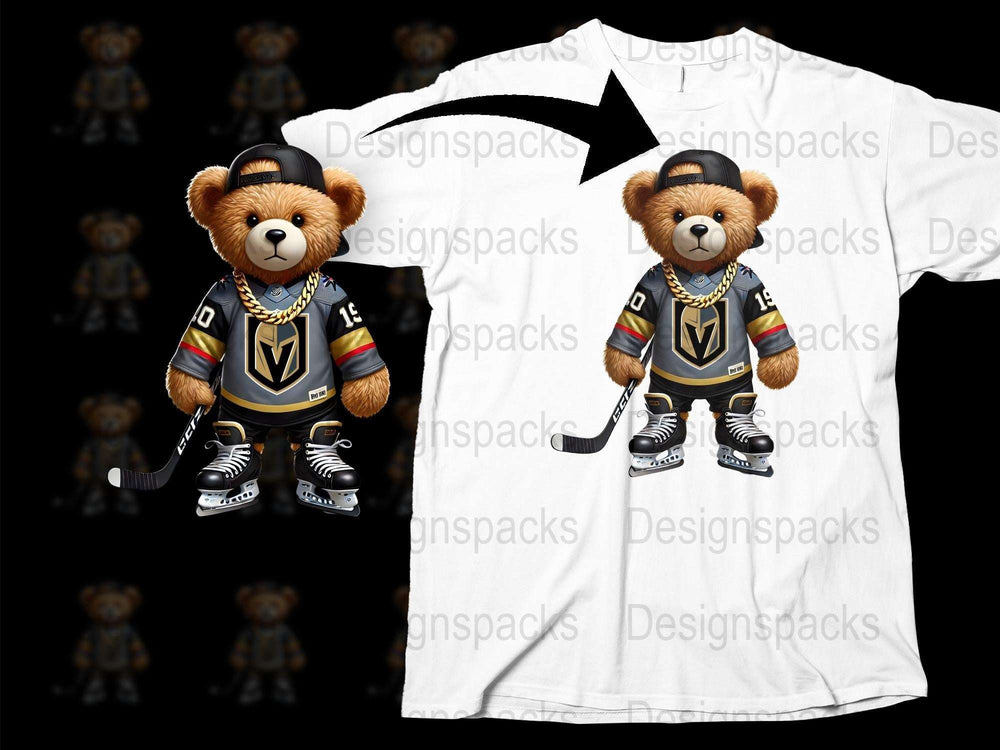 Cute Hockey Teddy Bear T-Shirt, Kids Sports Tee, Gift for Children, Playful Bear Design, Youth Athletic Apparel