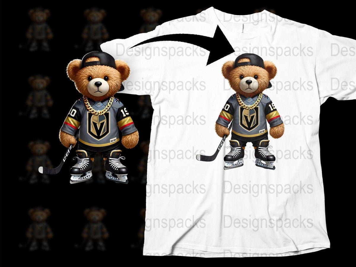Cute Hockey Teddy Bear T-Shirt, Kids Sports Tee, Gift for Children, Playful Bear Design, Youth Athletic Apparel