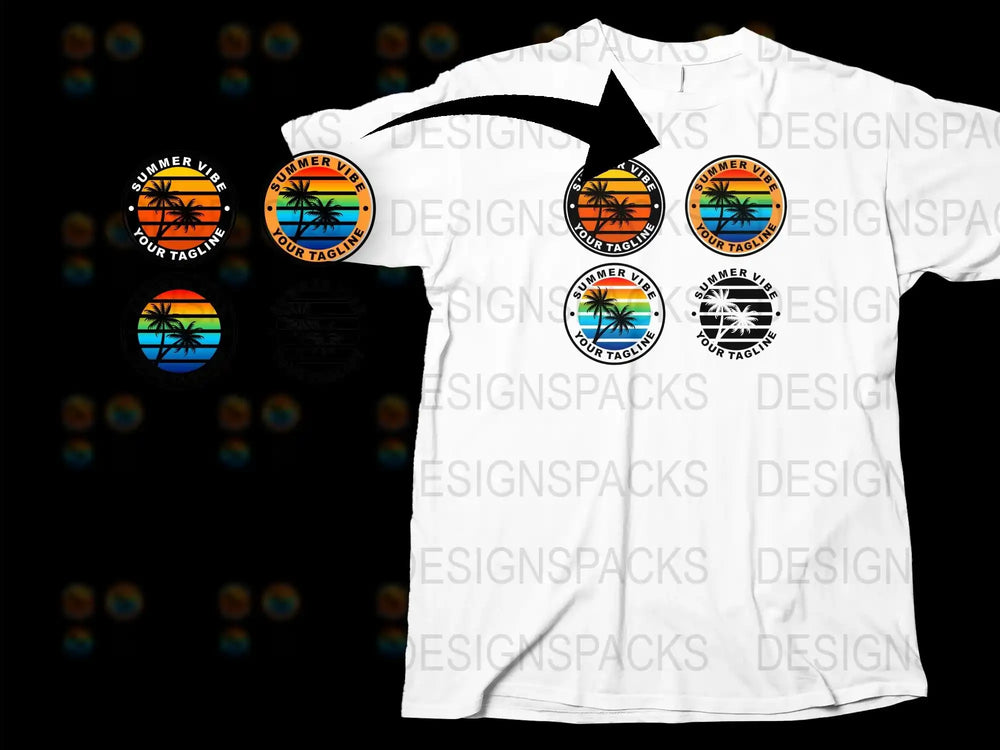 Summer Beach T-Shirt, Colorful Sunset Palm Tree Graphic, Unisex Casual Wear, Tropical Vacation Tee
