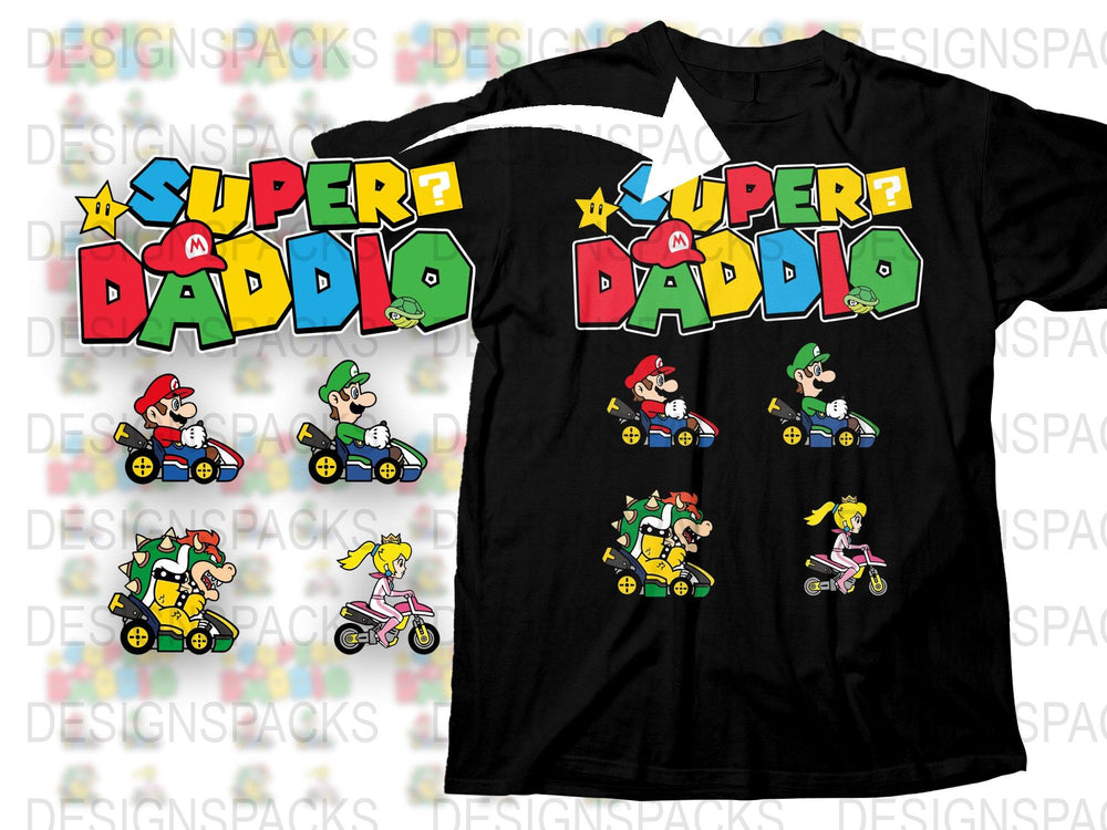 Super Dad T-Shirt, Retro Video Game Style, Colorful Character Graphics, Father's Day Gift