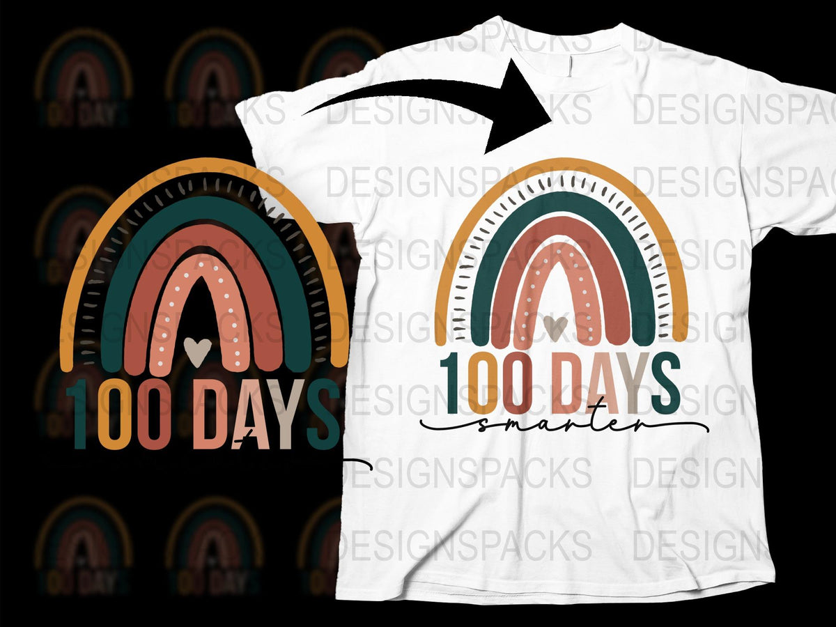100 Days of School T-Shirt, Colorful Rainbow Graphic, Teacher Celebration Tee, Unisex Kids' and Adult Sizes, Festive School Shirt