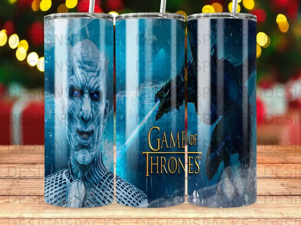Game of Thrones tumbler featuring the Night King and a dragon.