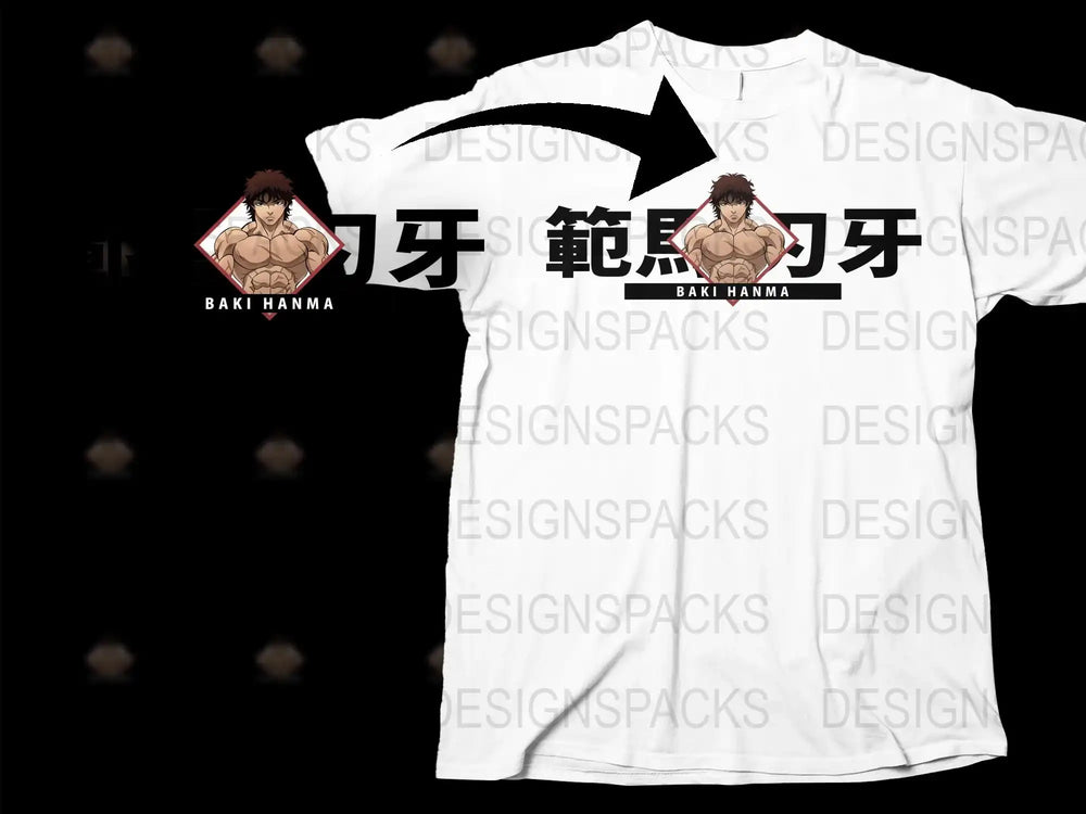 Baki Hanma Anime T-Shirt, White Cotton Tee, Manga Character Shirt, Japanese Graphic Tee, Unisex Fitness Design