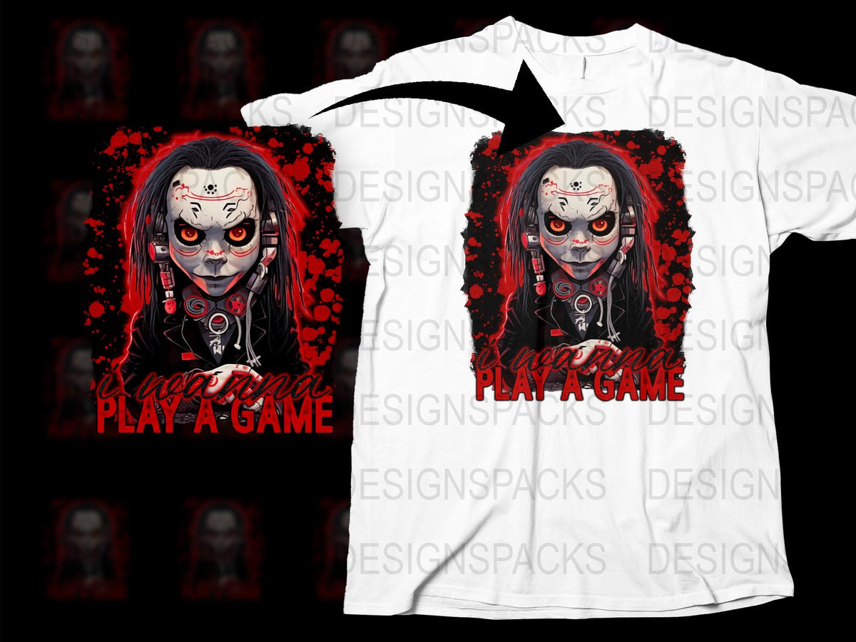 Jigsaw I Wanna Play A Game Cartoon Halloween Png Digital Download