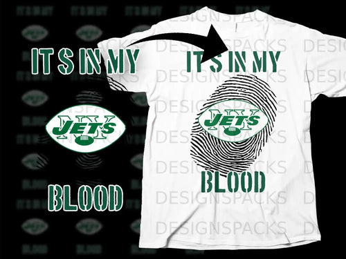It's In My Blood Jets Fingerprint Football T-Shirt