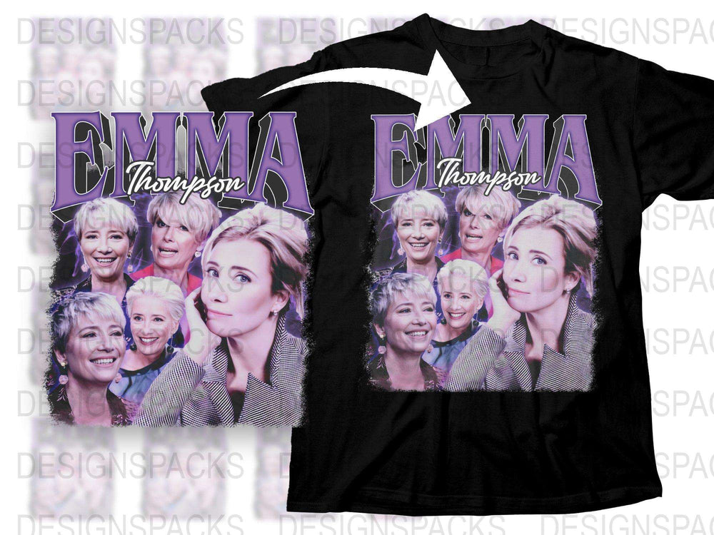 Emma Thompson Fan T-Shirt, Vintage Collage Style, Classic Actress Tee, Multiple Poses, Cool Gift Idea for Movie Lovers