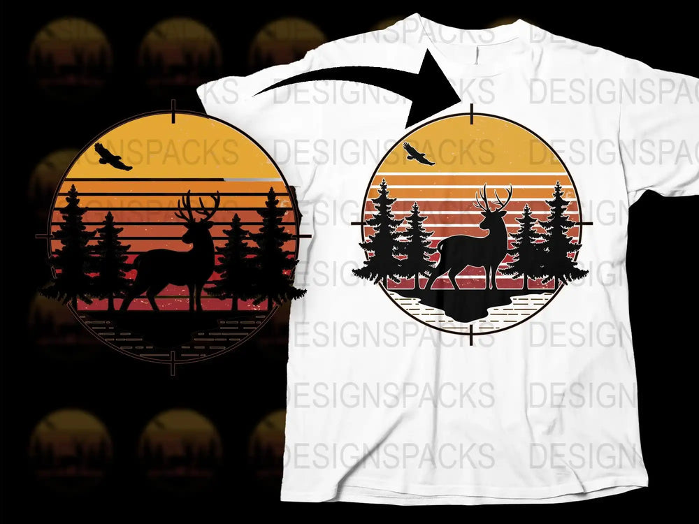 Sunset Elk Graphic T-Shirt, Nature Wildlife Silhouette Tee, Outdoor Adventure Shirt, Unisex Fashion
