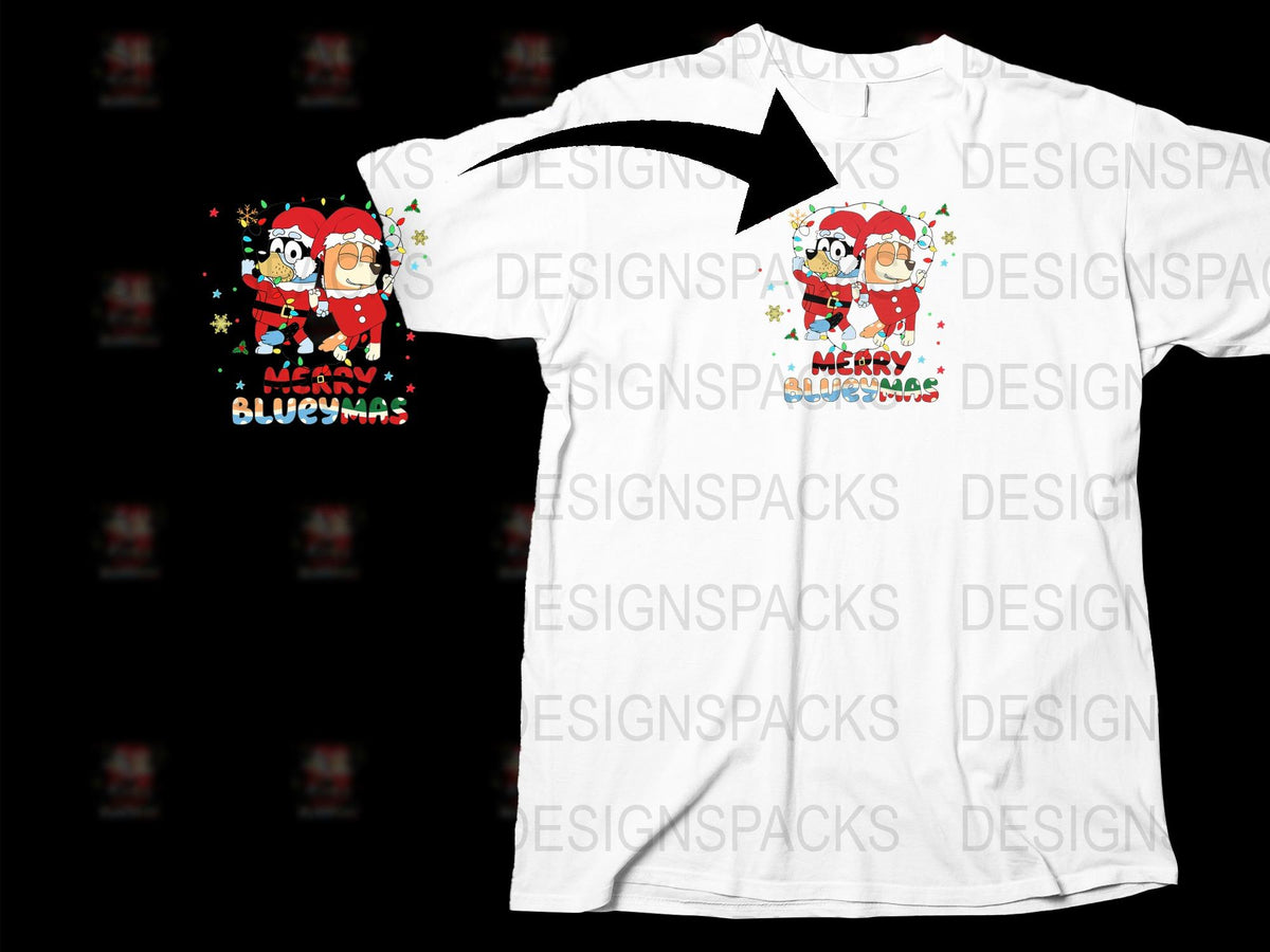 Festive Santa Claus Graphic T-Shirt, Merry Blue Christmas Holiday Shirt, Unisex White Tee, Seasonal Apparel for Adults and Kids