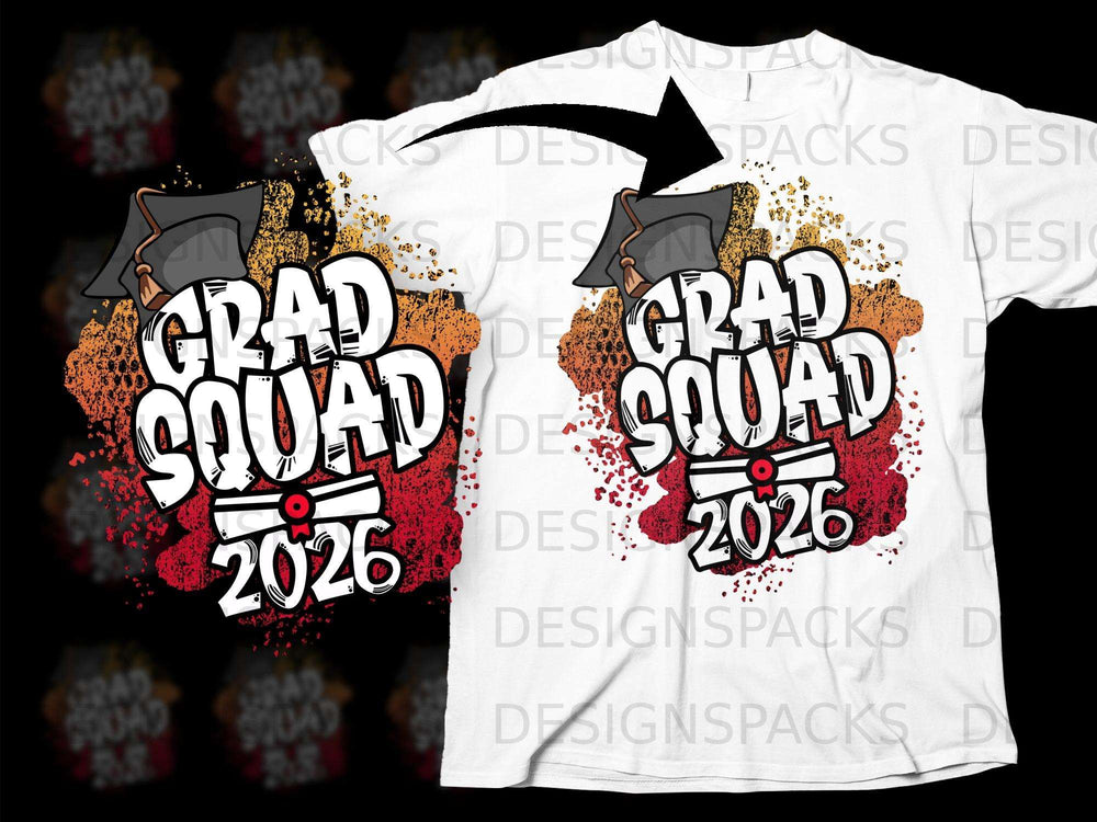 Grad Squad 2026 graphic with graduation cap and celebratory splashes.