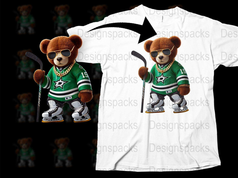 Ice Hockey Bear T-Shirt, Sports Fan Gift, Cute Teddy Bear Graphic Tee, Kids and Adults Casual Wear