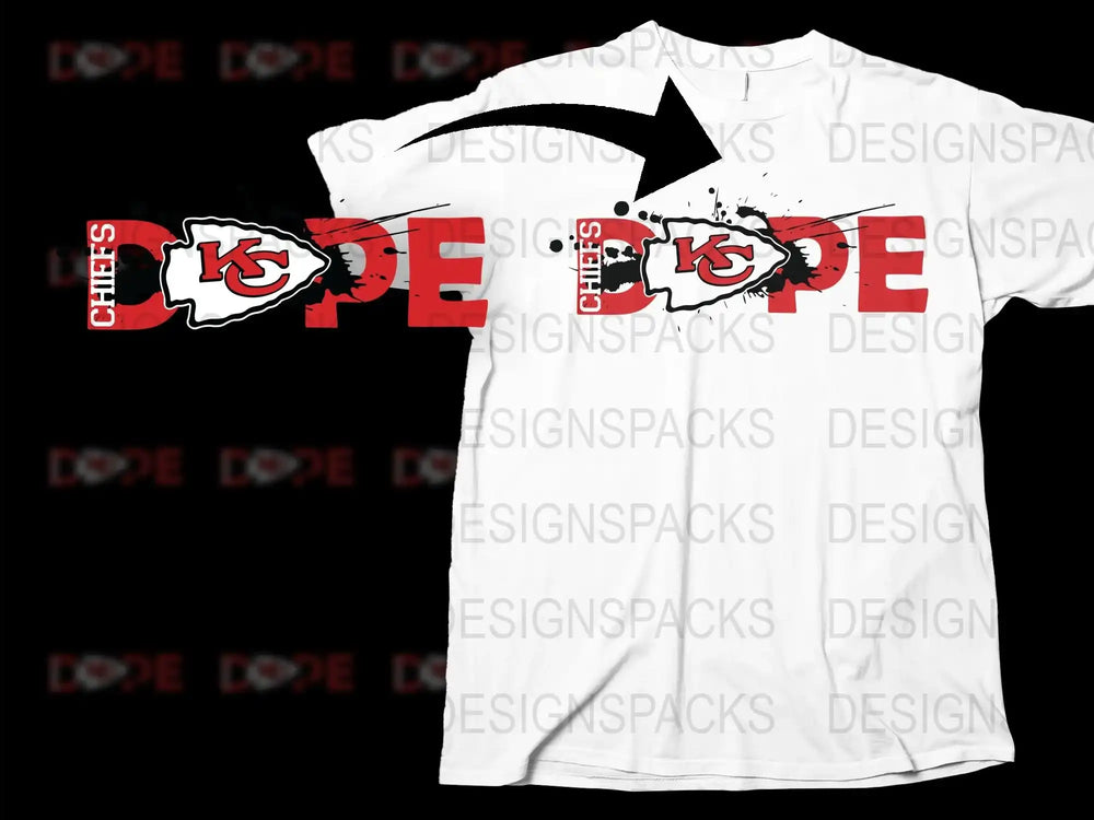 Kansas City Chiefs Inspired T-Shirt, Sports Team Graphic Tee, Casual Fashion, Men's White Shirt with Red Design