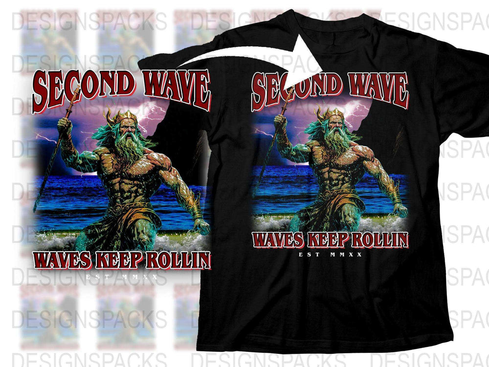 Second Wave Monster T-Shirt, Vintage Horror Graphic Tee, Waves Keep Rollin', Unique Unisex Apparel