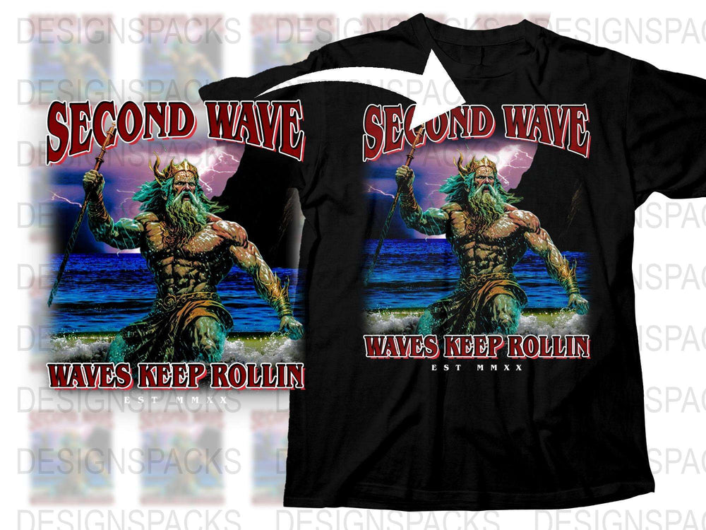 Second Wave Monster T-Shirt, Vintage Horror Graphic Tee, Waves Keep Rollin', Unique Unisex Apparel
