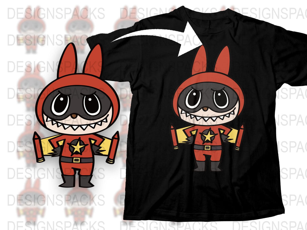 Cute Cartoon Monster T-Shirt, Kids Halloween Costume Tee, Red and Black Graphic Shirt