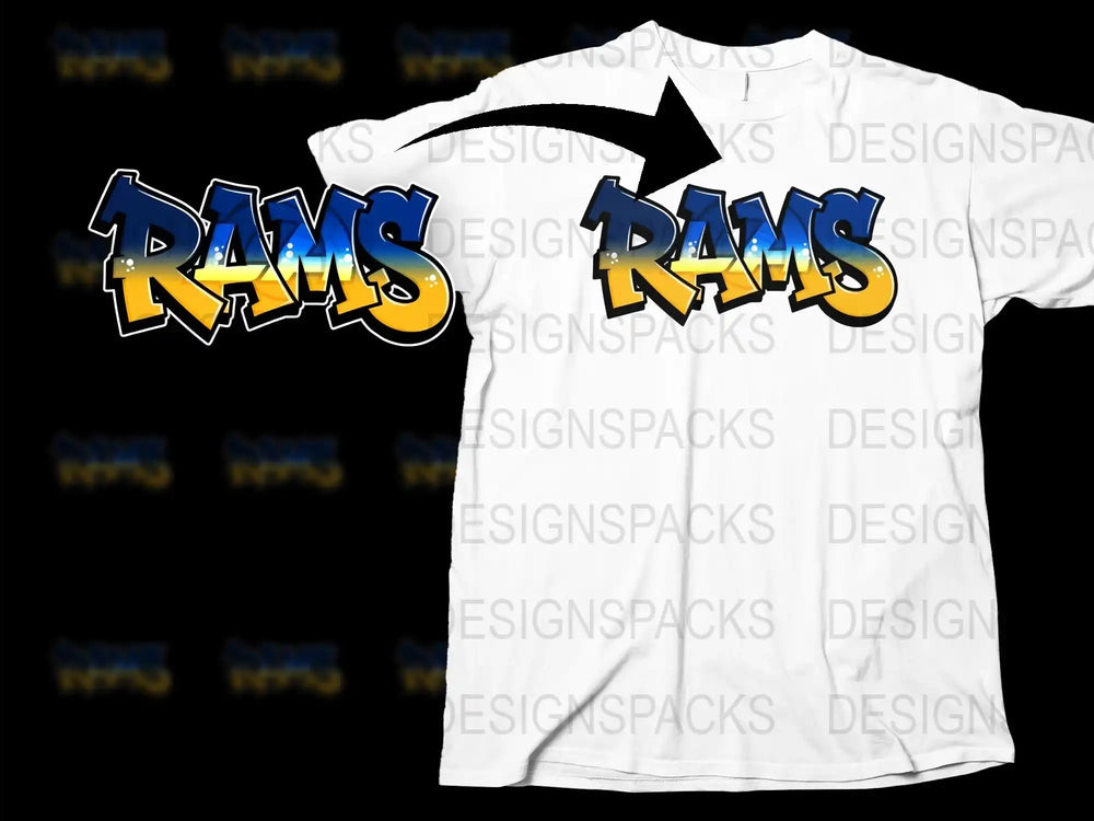 Rams Sports Team Logo T-Shirt, Bold Graphic Print, Casual Streetwear, Unisex White Tee