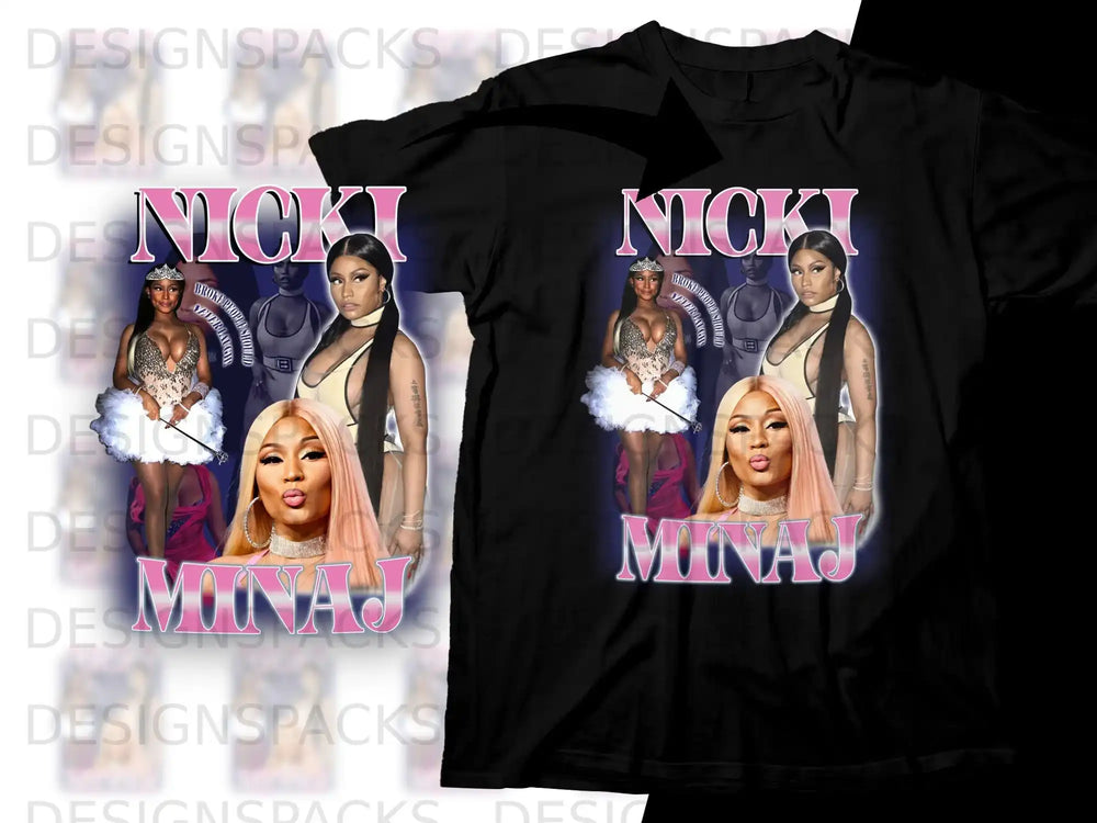 Black t-shirt featuring Nicki Minaj graphic with text "NICKI MINAJ".
