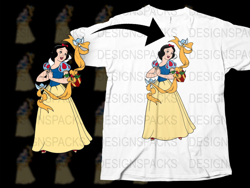 Snow White and Birds Graphic T-Shirt, Vintage Disney Inspired Tee, Cartoon Character Top, Casual Wear for All Ages