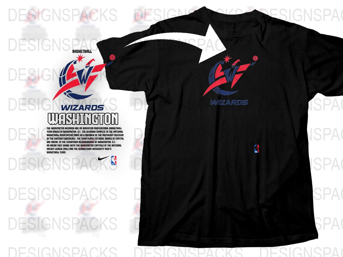 Washington Wizards Graphic T-Shirt, NBA Fan Apparel, Black Sports Tee, Basketball Team Shirt