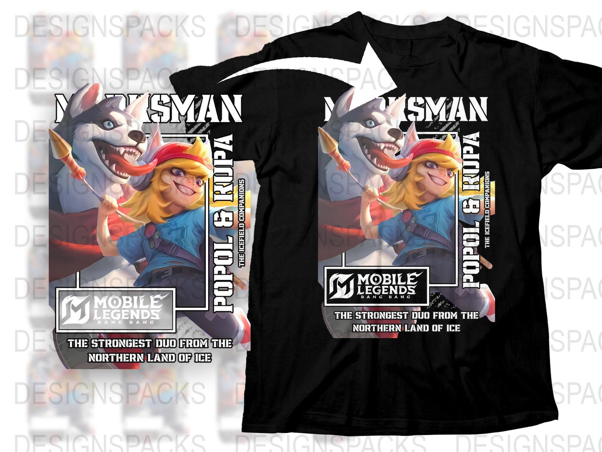 Mobile Legends T-Shirt, Mythical Northern Duo, Ice Land Warriors, Gaming Graphic Tee