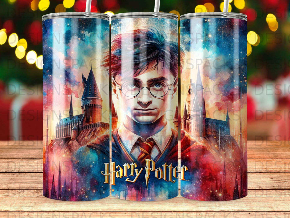 Harry Potter portrait with Hogwarts castle background.