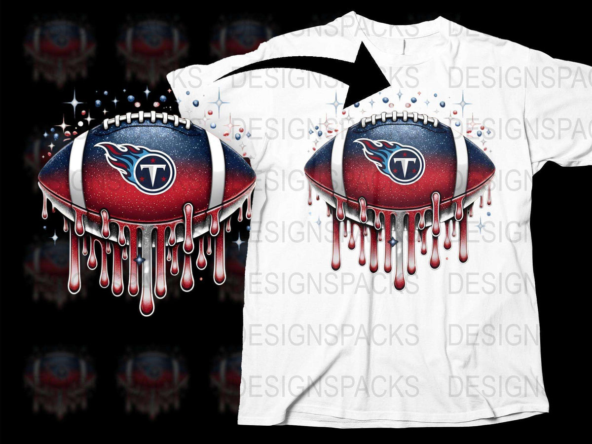 Tennessee Titans Football Team Dripping Paint Graphic T-Shirt, Sports Fan Apparel, Trendy NFL Style Tee