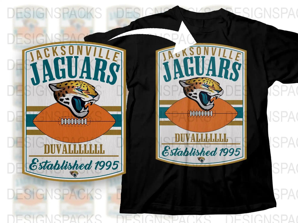 Vintage Jacksonville Jaguars T-Shirt, Duvall NFL Team Logo Tee, 1995 Established Sports Apparel