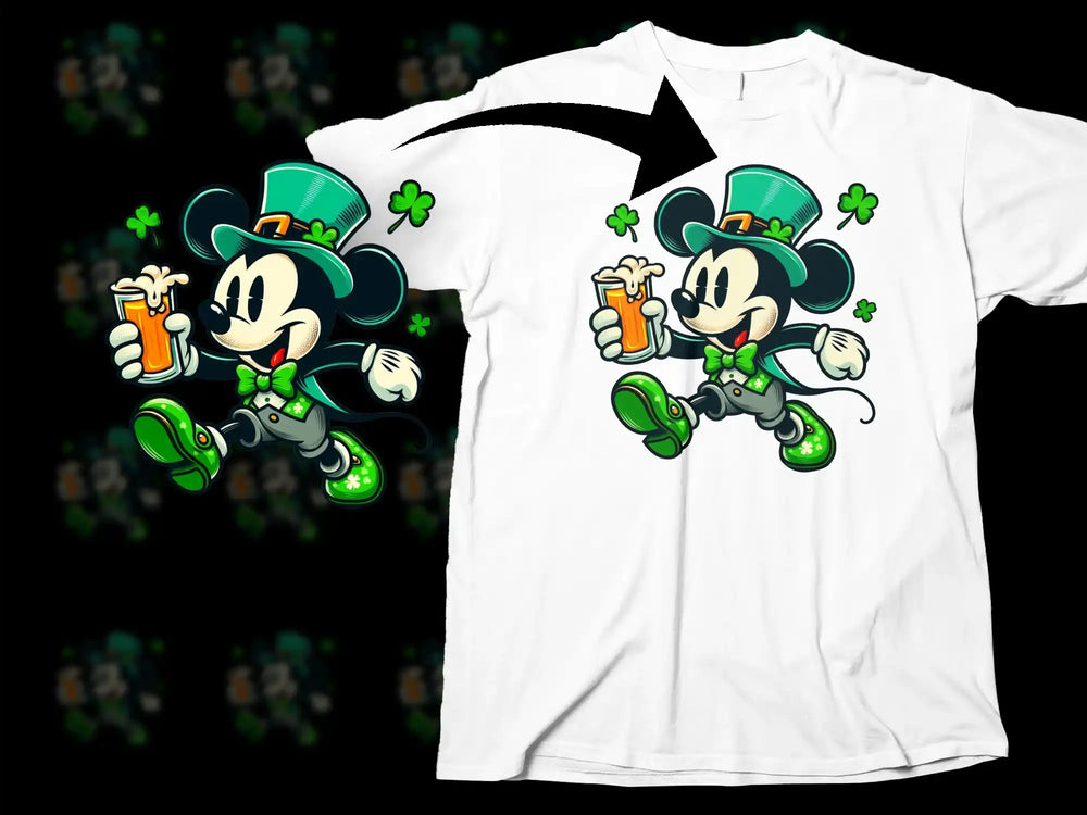Mickey Mouse Saint Patrick Green Hat Beer Shamrocks Smiling product type