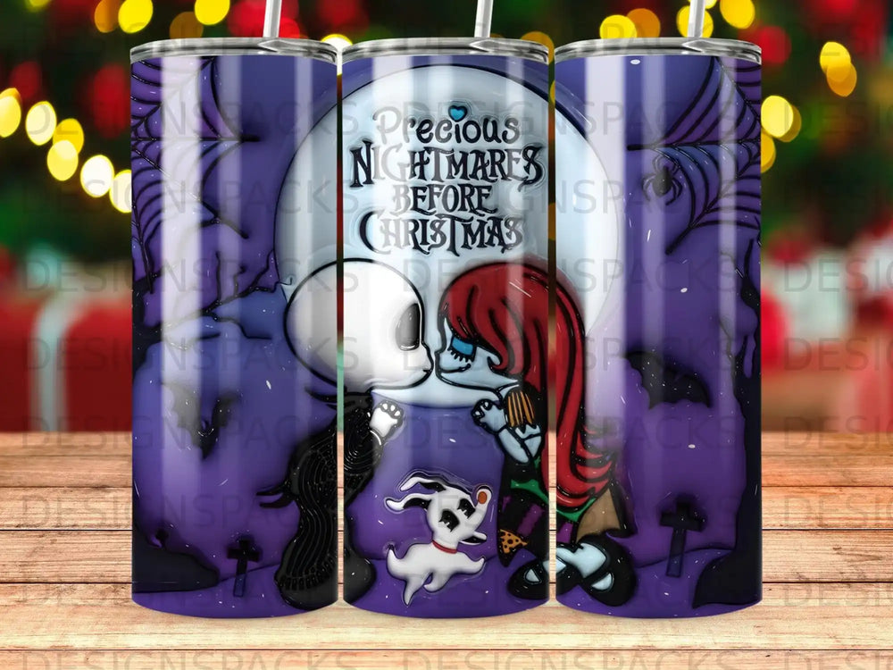 Jack and Sally from The Nightmare Before Christmas with Zero the dog.