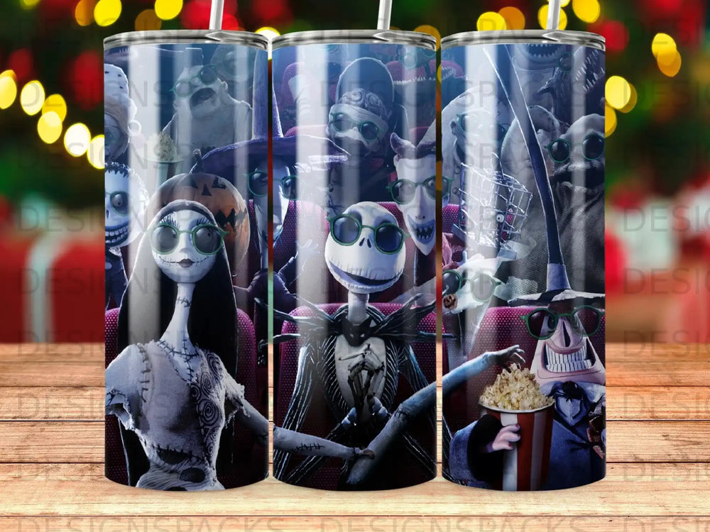 Jack Skellington and Sally watching a movie in a theater.