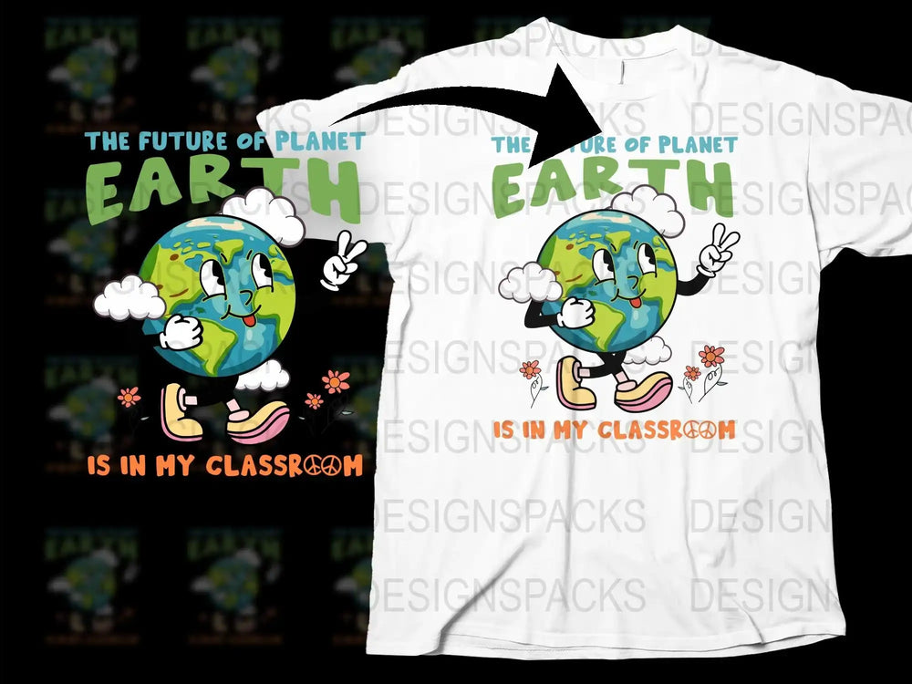 Teacher Earth Day T-Shirt, Cute Planet Earth Graphic Tee, Environmental Awareness Apparel for Educators