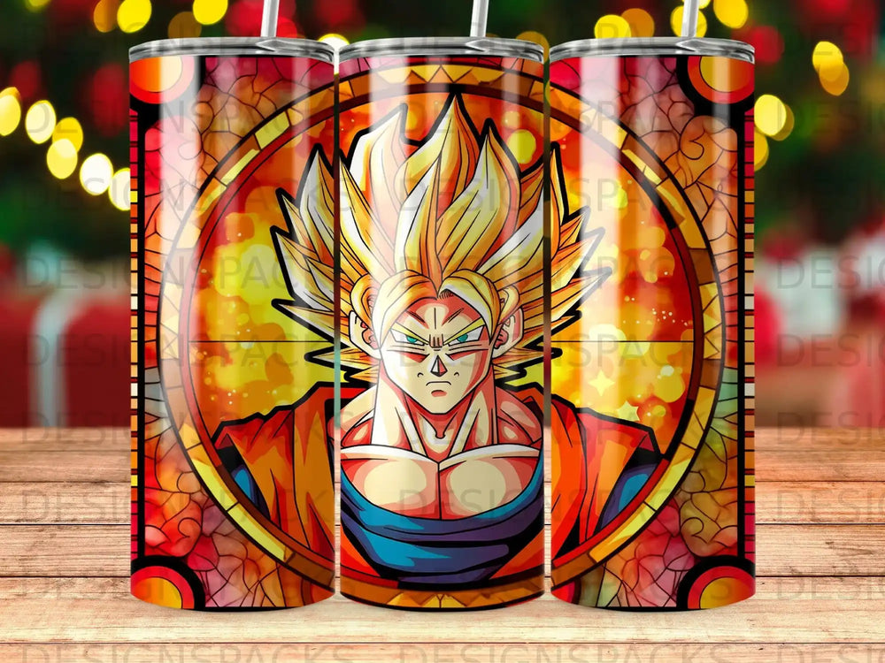Dragon Ball Z Goku stained glass tumbler design