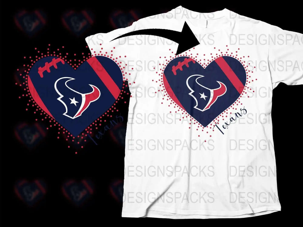 Houston Texans Heart Logo T-Shirt, NFL Team Fan Gear, Sports Themed Apparel, Football Lover Gift, Unisex Graphic Tee