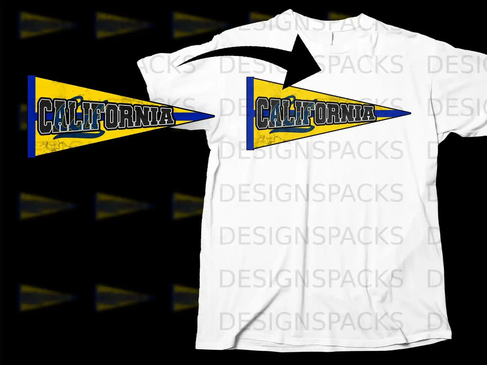 California Flag Design on White T-Shirt Apparel