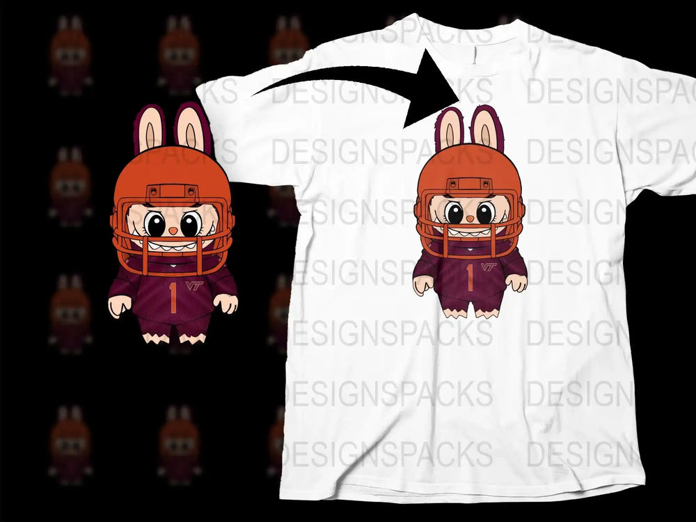 Kids Football T-Shirt, Cute Cartoon Bunny Graphic Tee, Boys and Girls Sports Apparel