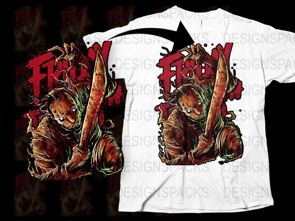 Men's Horror Graphic Tee, Scary Teddy Bear with Knife, Halloween Shirt, Creepy Art Design, Unique Horror Fans Gift