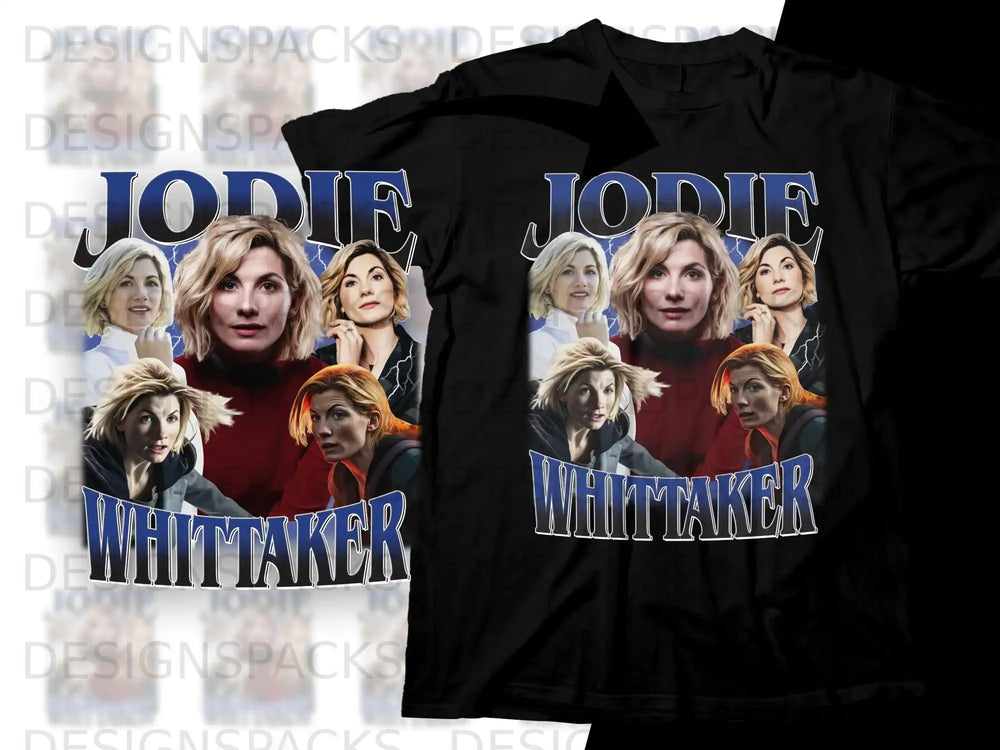 Jodie Whittaker in four poses, with "Jodie Whittaker" text.