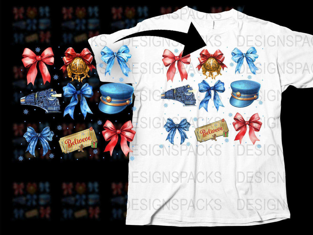 Festive Christmas T-Shirt with Ornaments and Bows, Holiday Graphic Tee, Unique Xmas Gift for All Ages