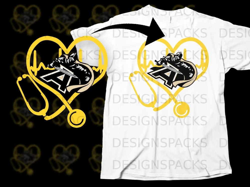 Heartbeat Design Black and Yellow Graphic T-Shirt